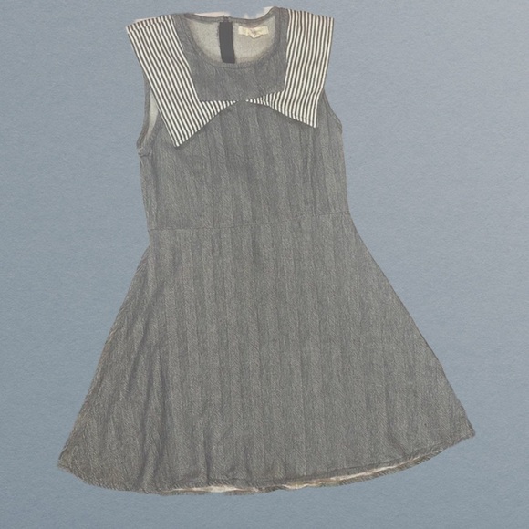 Mata traders. sleeveless Peter Pan collar knee length midi stretchy denim like - Picture 1 of 5